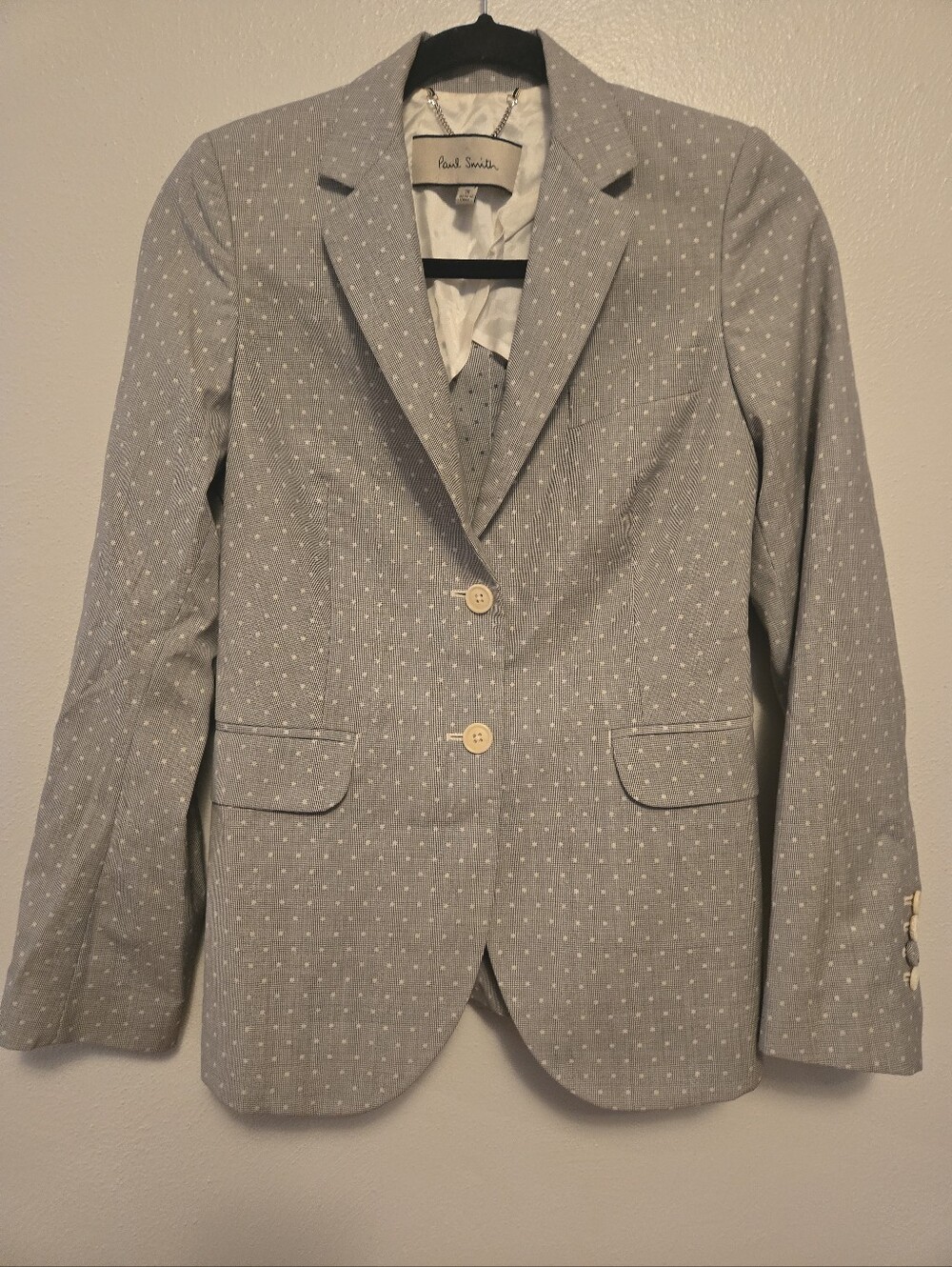 PAUL SMITH Men Only Grey Polka Dot Wool Suit Blazer Jacket IT 38